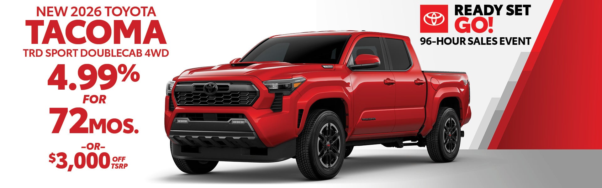 4.99% for 72 months on New 2026 Tacoma