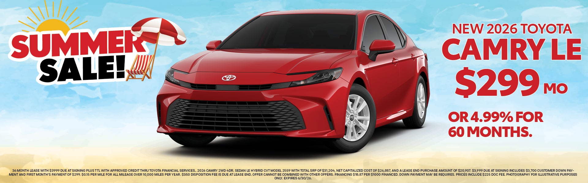 New 2026 Camry LE $299/mo
