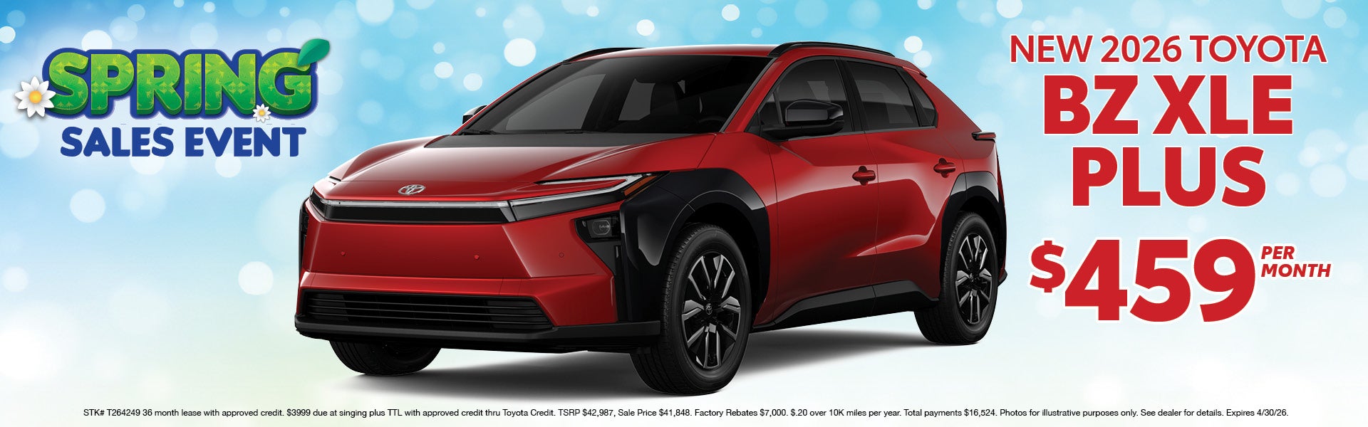 New 2026 BZ XLE PLUS $459 per month